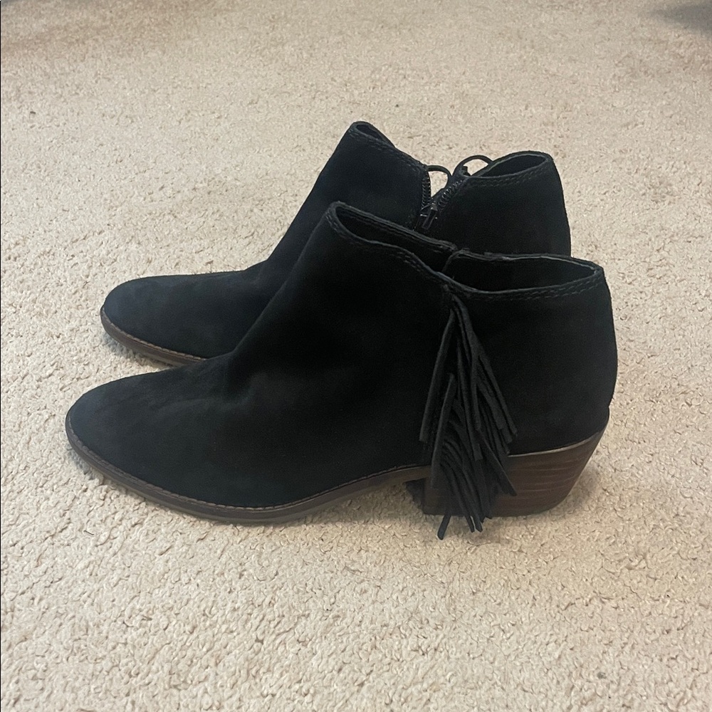 Lucky Brand Black Ankle Booties with Fringe
